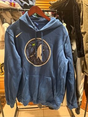 Timberwolves Nike Blue Pullover Hoodie with Graphic Basketball Logo